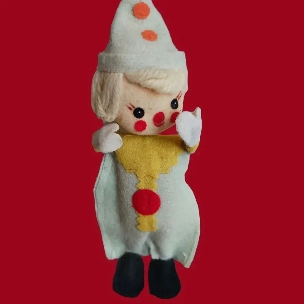 Vtg clowns felt christmas ornaments lot of 2